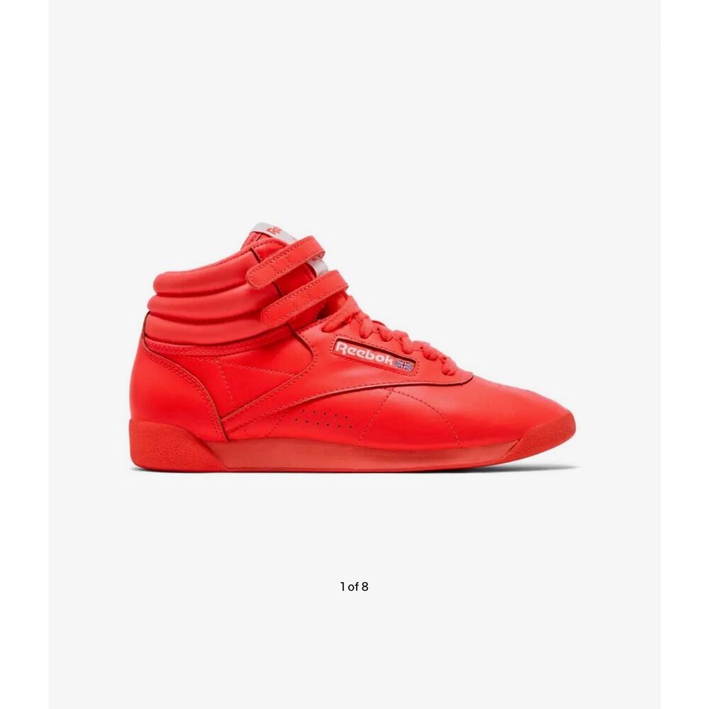 New In Box Reebok Freestyle Hi Orange Flare High Top Sneakers Women's Size 8.5